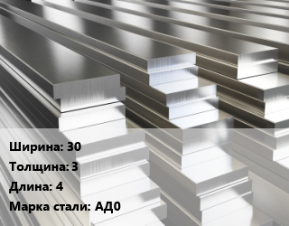 Полоса шина алюминиевая     30х3 L=4 Марка: АД0, т цена от 339300 сом / т, где купить, условия доставки в Оше и Ошской области